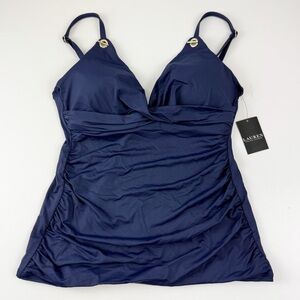 Lauren Ralph Lauren Toggle Camikini Tankini Top Womens Size US 10 Navy Blue NWT